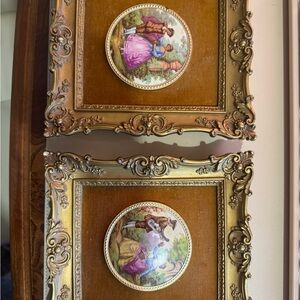 Vintage Ornate Gold Framed Romantic Couple Prints – Victorian Rococo Style Art